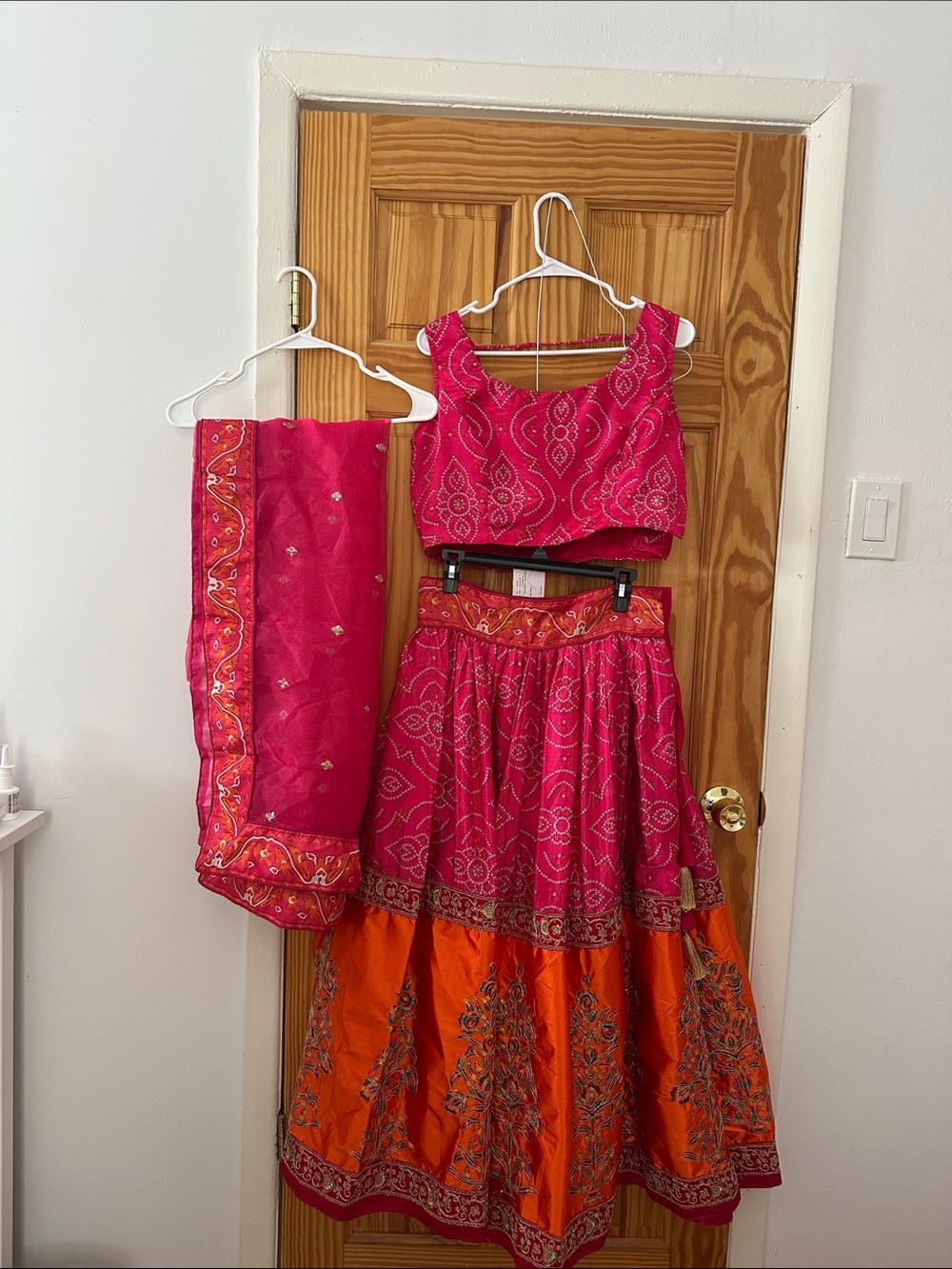 Women’s Lehenga Set - Pink & Orange Embroidered